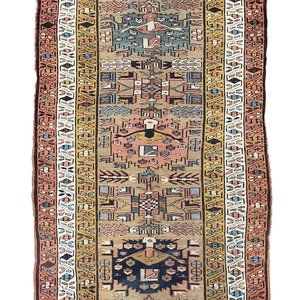 Antique Persian Rug, 3x12, Hallway Runner Rug, Hand Knotted Oriental Carpet